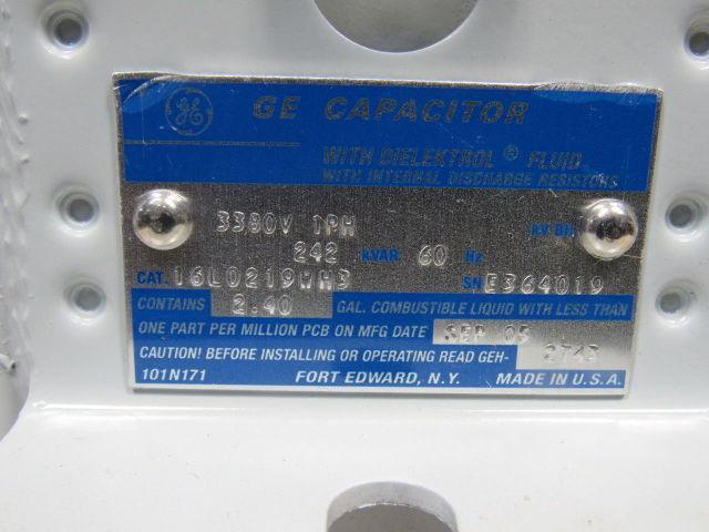 GE General Electric 16L0219WH3 Single Phase Capacitor 242KVAR 3380V