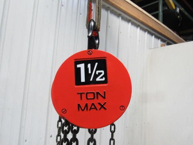CM Model S 1-1/2 Ton Manual Chain Fall Hoist 8' Lift w/Load Limiter Tested