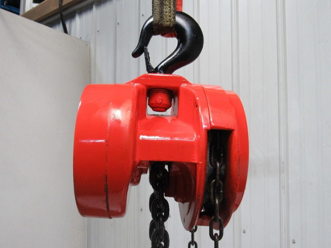 CM Model S 1-1/2 Ton Manual Chain Fall Hoist 8' Lift w/Load Limiter Tested