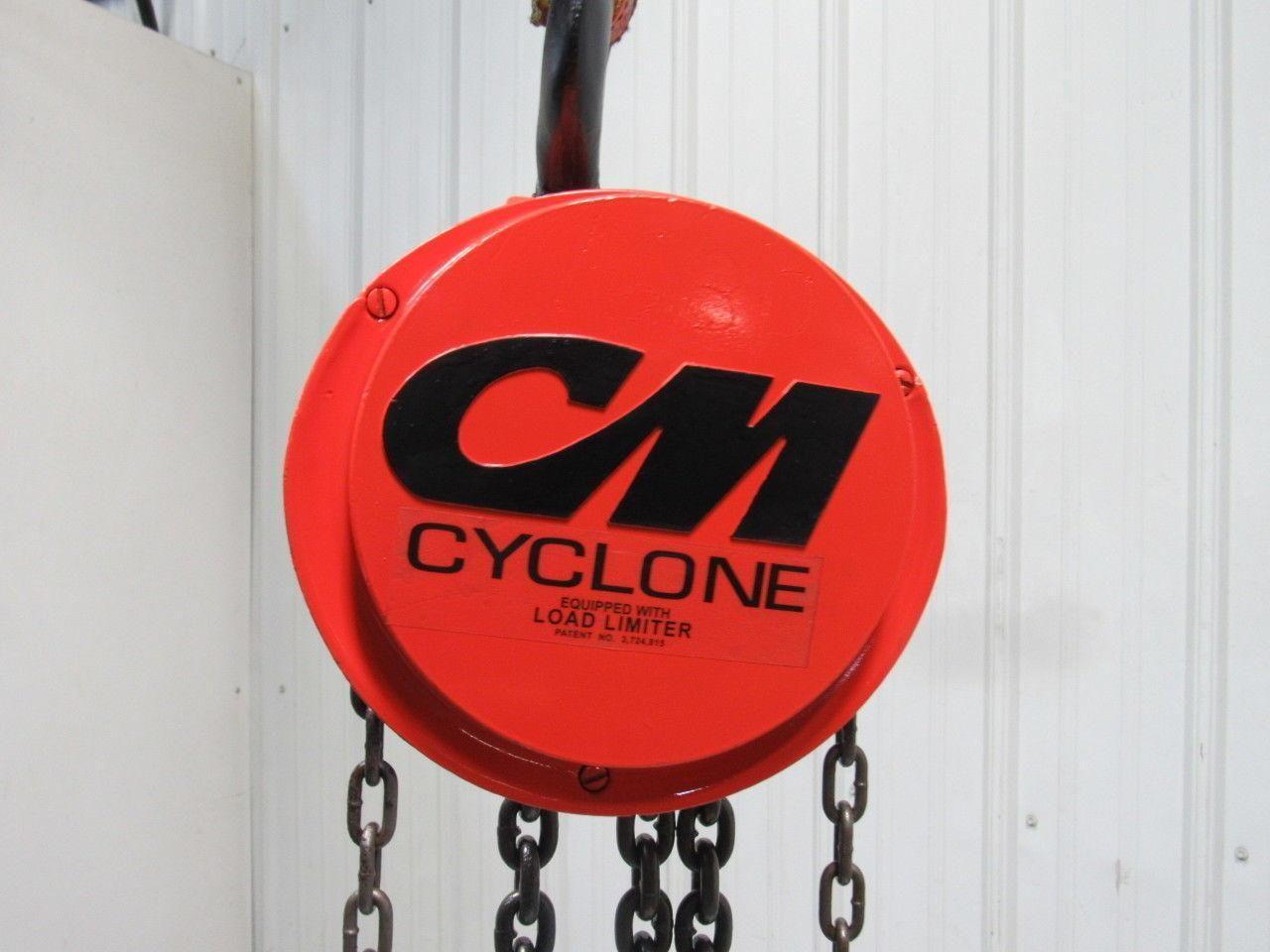CM Model S 1-1/2 Ton Manual Chain Fall Hoist 8' Lift w/Load Limiter Tested
