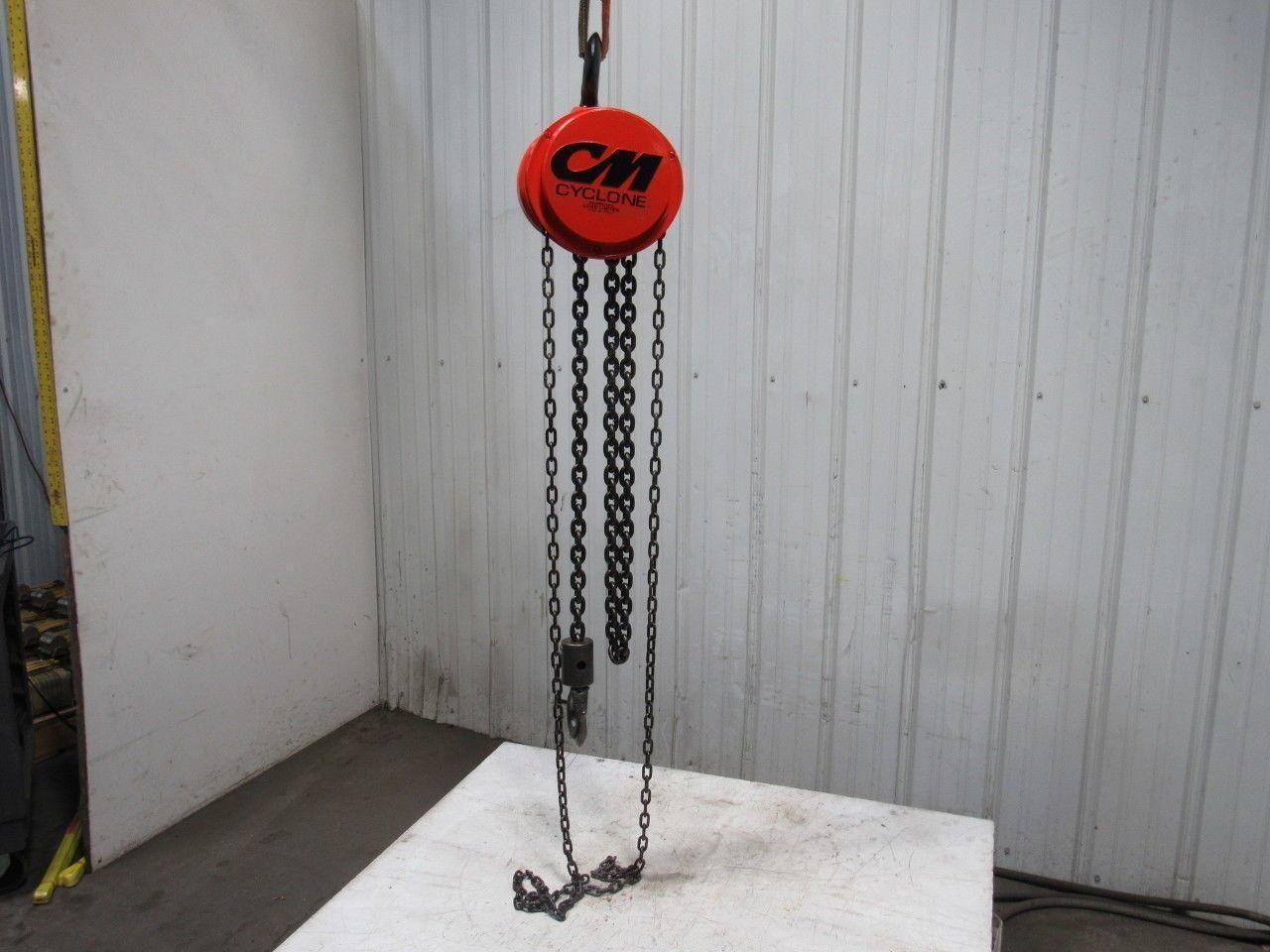 CM Model S 1-1/2 Ton Manual Chain Fall Hoist 8' Lift w/Load Limiter Tested