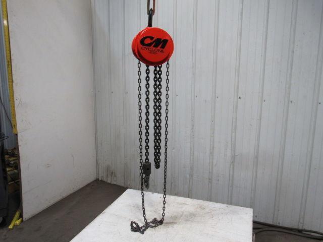 CM Model S 1-1/2 Ton Manual Chain Fall Hoist 8' Lift w/Load Limiter Tested