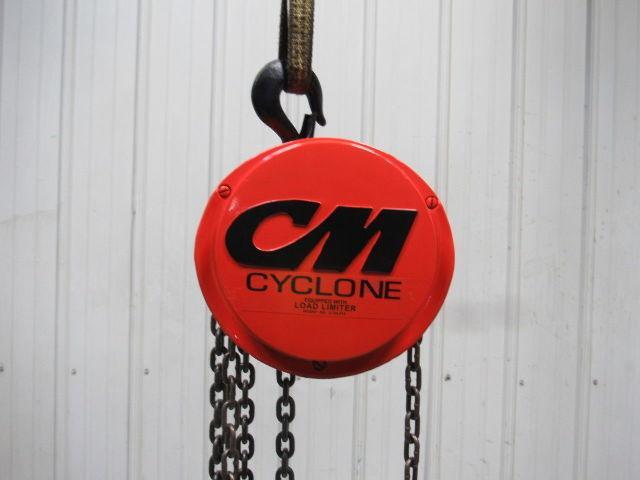 CM Cyclone Model S 1 Ton Manual Chain Fall Hoist 19' Lift w/Load Limiter Tested