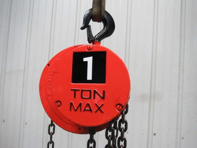CM Cyclone Model S 1 Ton Manual Chain Fall Hoist 19' Lift w/Load Limiter Tested