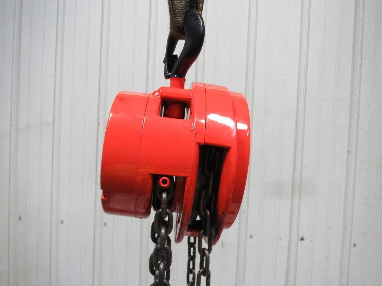 CM Cyclone Model S 1 Ton Manual Chain Fall Hoist 19' Lift w/Load Limiter Tested