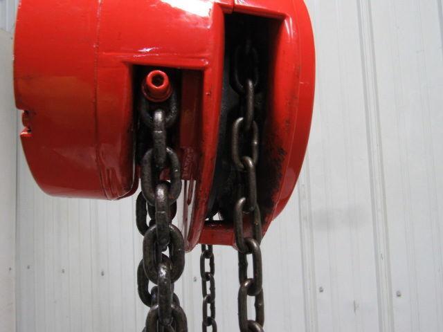 CM Cyclone Model S 1 Ton Manual Chain Fall Hoist 19' Lift w/Load Limiter Tested