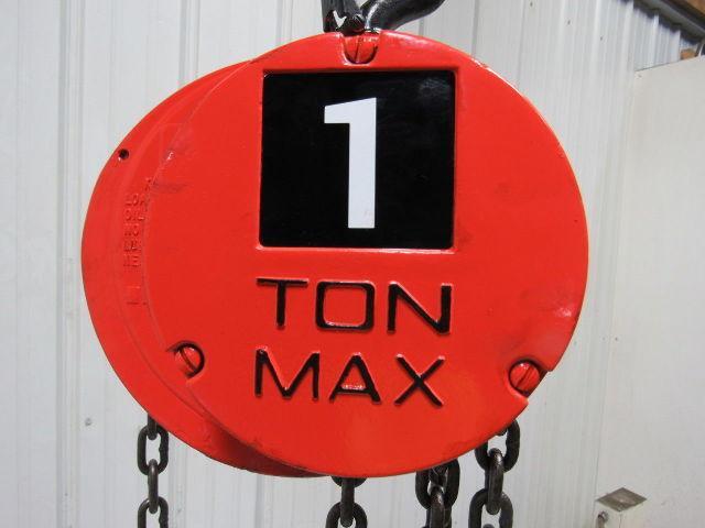CM Cyclone Model S 1 Ton Manual Chain Fall Hoist 19' Lift w/Load Limiter Tested