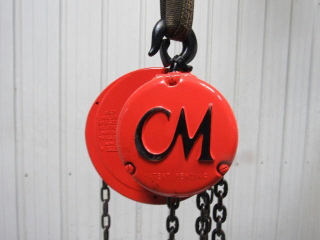 CM Cyclone Model M 1 Ton Manual Chain Fall Hoist 8' Lift w/Load Limiter Tested