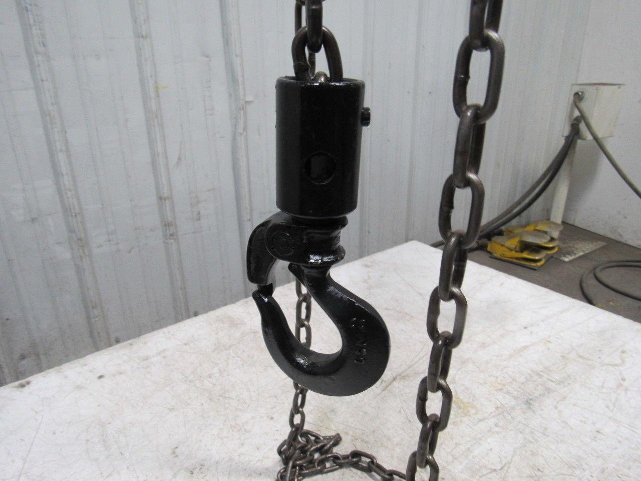 CM Cyclone Model M 1 Ton Manual Chain Fall Hoist 8' Lift w/Load Limiter Tested