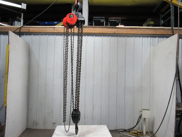 CM Model S 10 Ton Manual Chain Fall Hoist 8' 3" Lift w/Load Limiter Tested