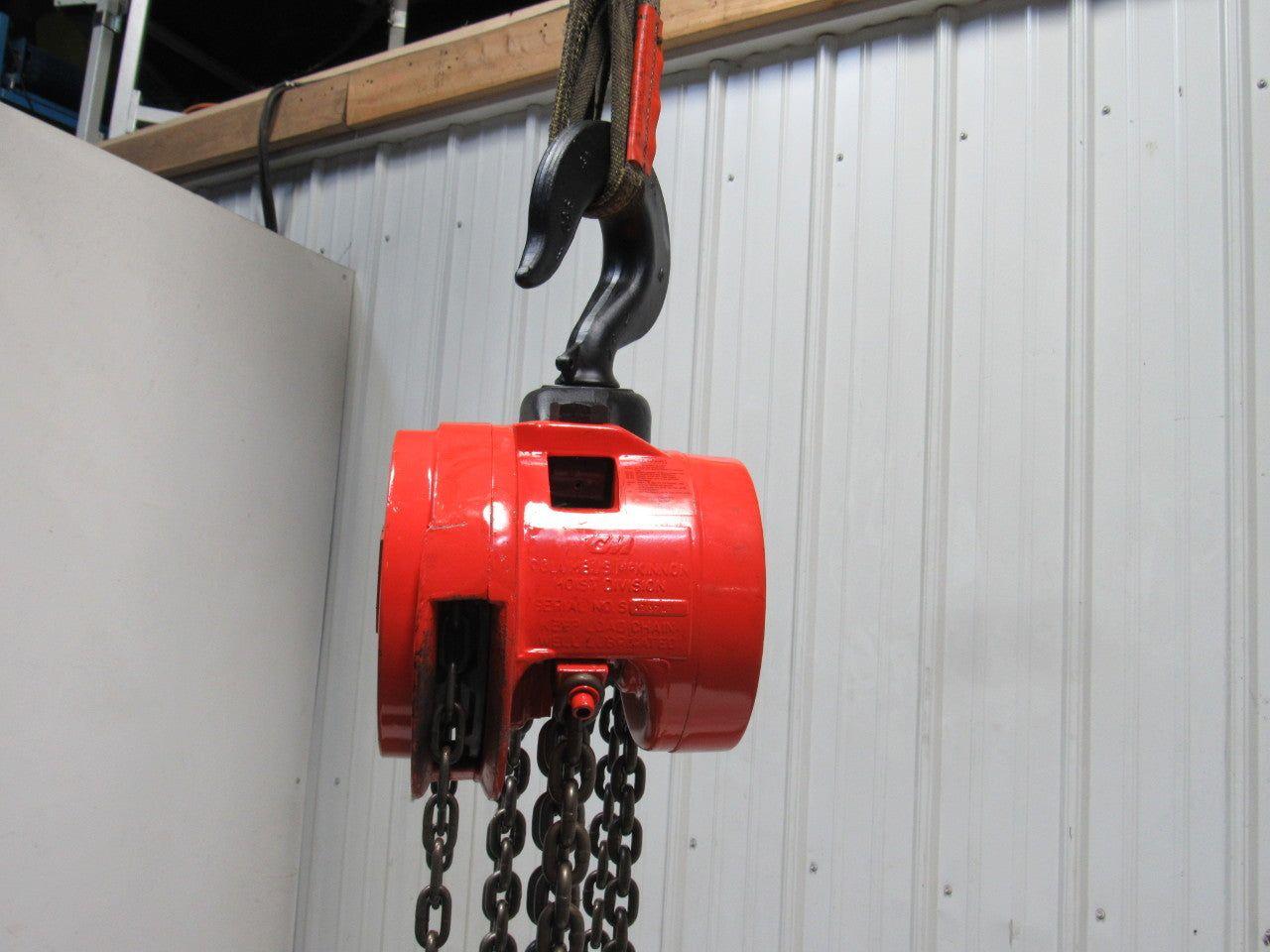 CM Model S 10 Ton Manual Chain Fall Hoist 8' 3" Lift w/Load Limiter Tested