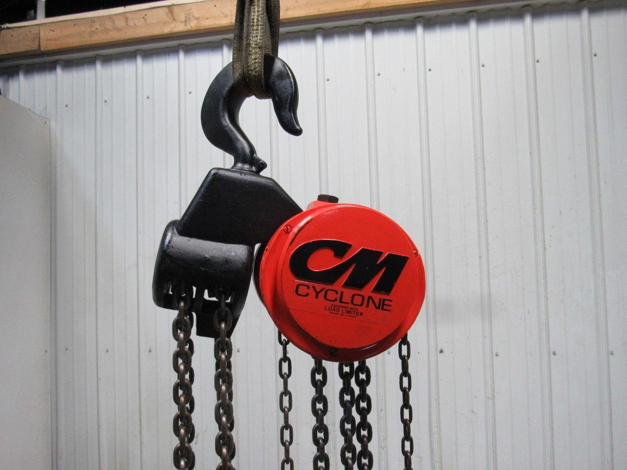 CM Model S 10 Ton Manual Chain Fall Hoist 8' 3" Lift w/Load Limiter Tested