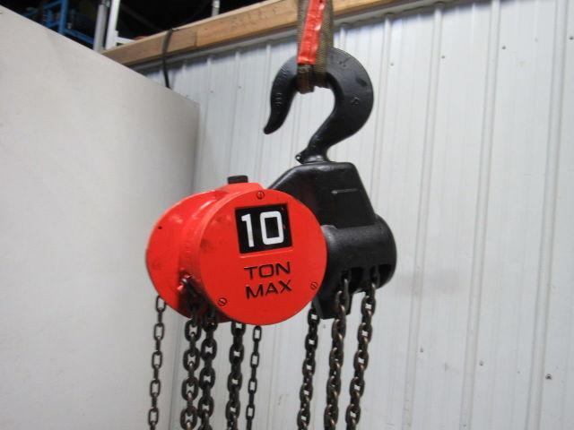 CM Model S 10 Ton Manual Chain Fall Hoist 8' 3" Lift w/Load Limiter Tested