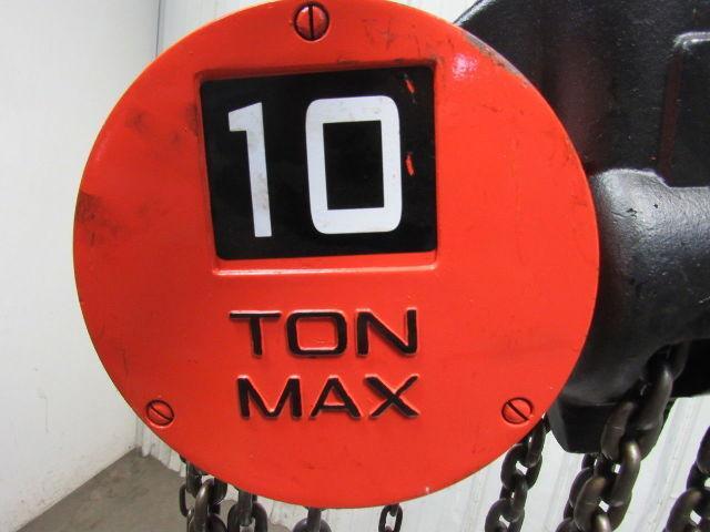 CM Model S 10 Ton Manual Chain Fall Hoist 8' 3" Lift w/Load Limiter Tested
