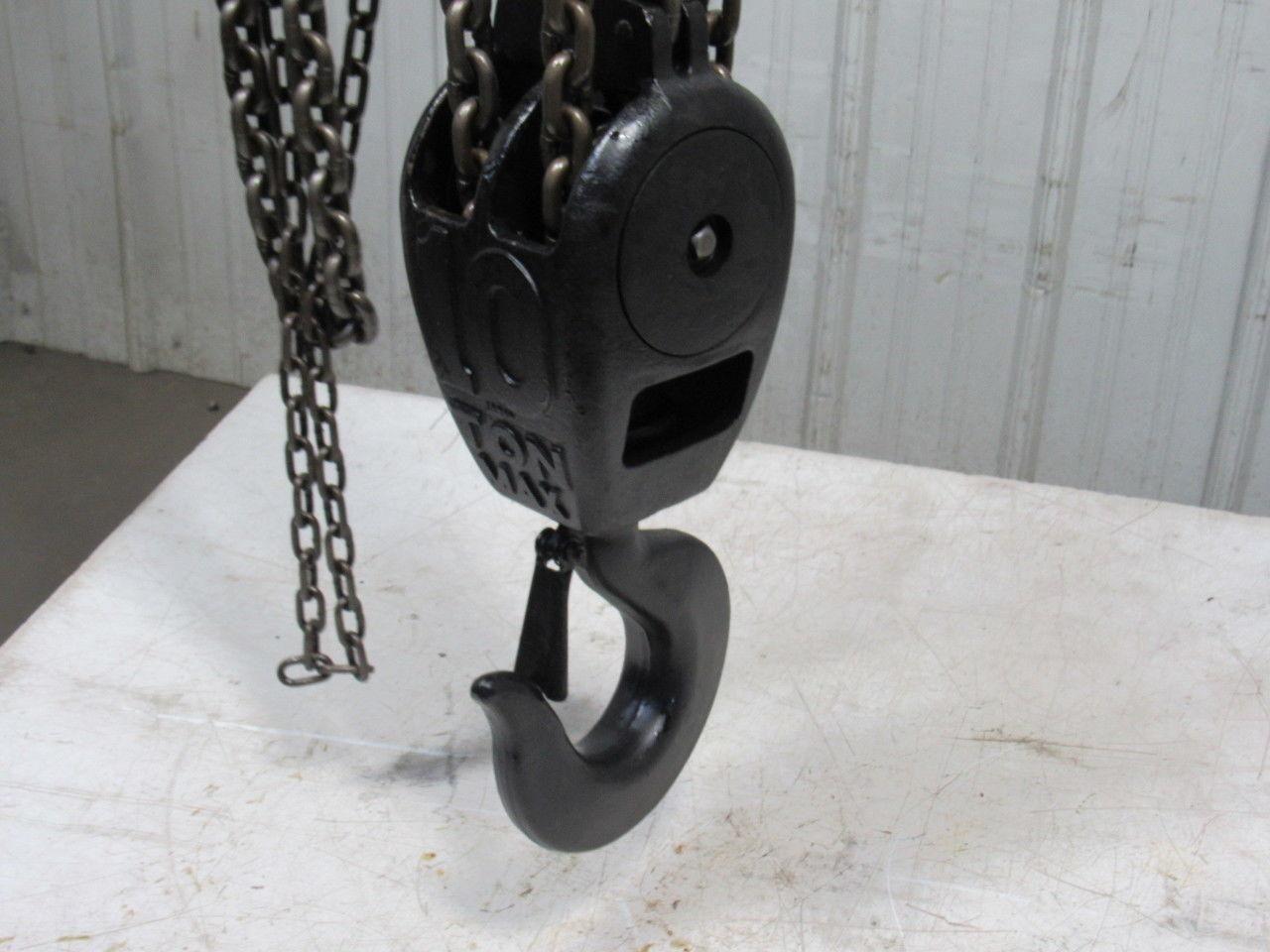 CM Model S 10 Ton Manual Chain Fall Hoist 8' 3" Lift w/Load Limiter Tested