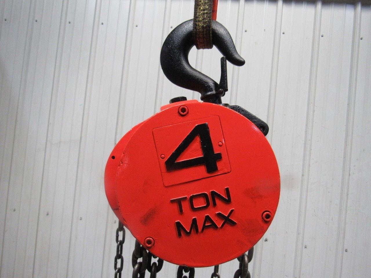 CM Model S 4 Ton Manual Chain Fall Hoist 32' 6" Lift w/Load Limiter Tested