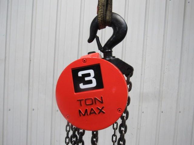 CM Cyclone Model S 3 Ton Manual Chain Fall Hoist 4'4" Lift w/Load Limiter Tested