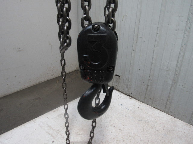 CM Cyclone Model S 3 Ton Manual Chain Fall Hoist 4'4" Lift w/Load Limiter Tested
