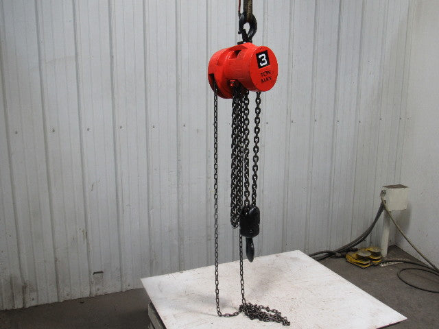 CM Cyclone Model S 3 Ton Manual Chain Fall Hoist 4'4" Lift w/Load Limiter Tested
