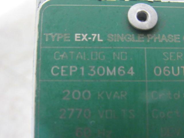 Cooper CEP130M64 Type EZ-7L Single Phase Power Capacitor 200KVAR Parts or Repair