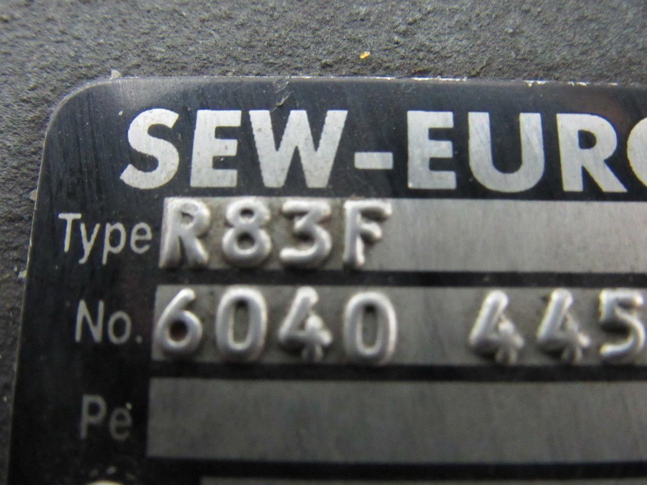 SEW-EURODRIVE R83F In-Line Gear Motor Speed Reducer 121.12:1 Ratio