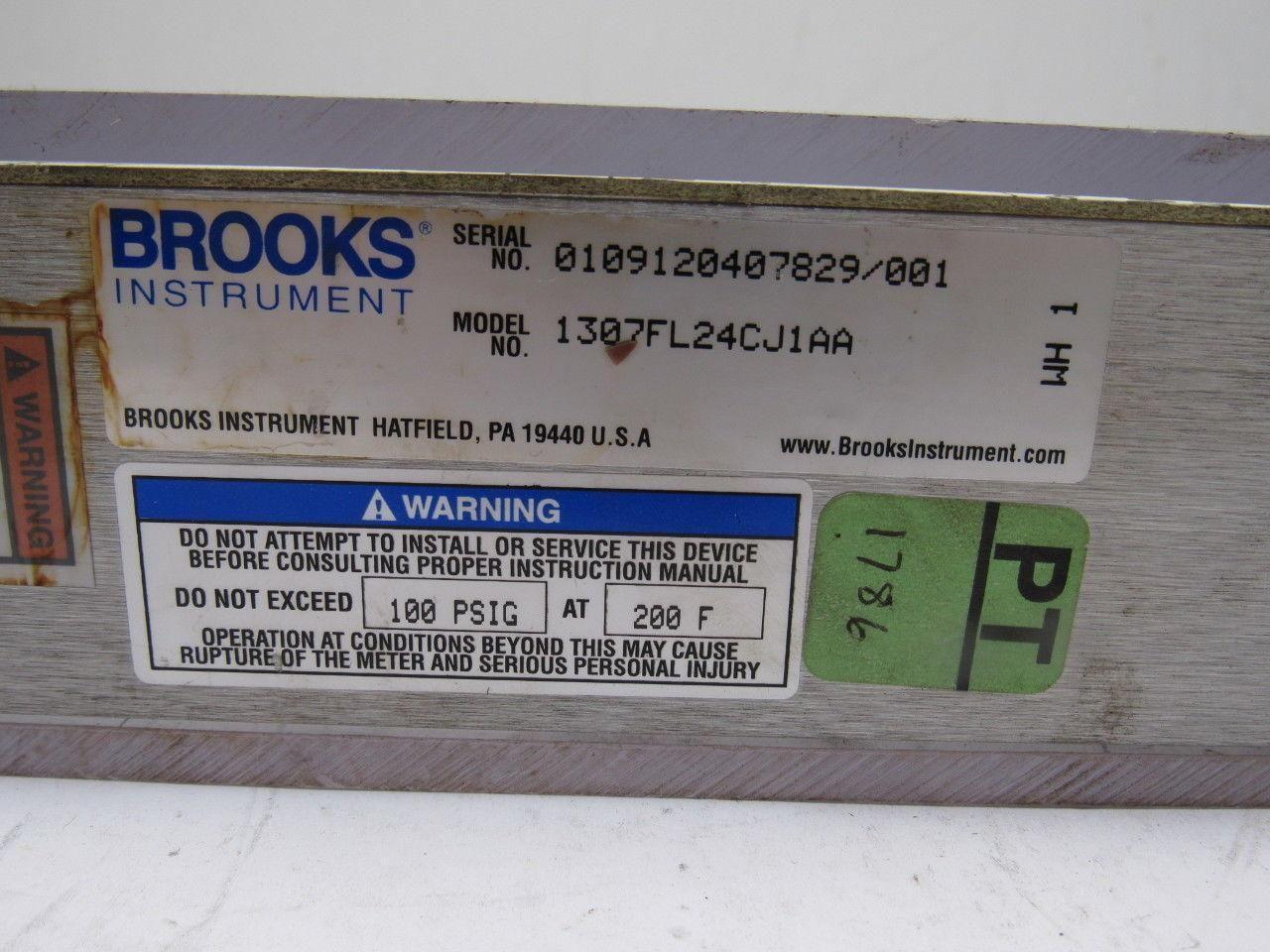Brooks Instruments 1307FL24CJ1AA Vertical Read Flow Meter Gpm 0-10 Water 100 PSI