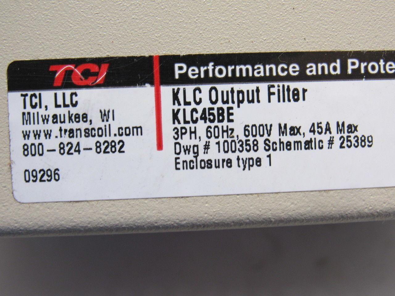TCI/TRANS-COIL KLC45BE Output Filter W/Enclosure 3HP 45A 600V 50/60Hz
