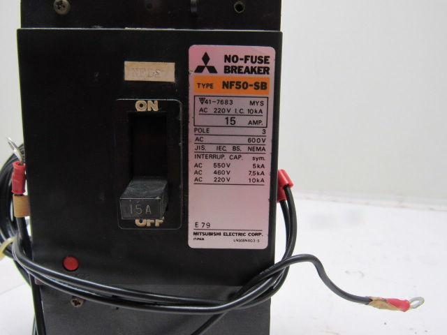Mitsubishi NF50-SB 15 Amp 3 Pole 220VAC No Fuse Circuit Breaker