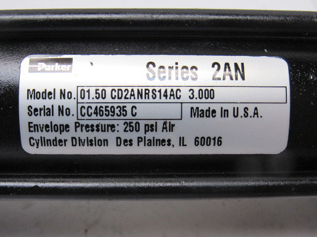 Parker 01.50 CD2ANRS14AC 3.000 Pneumatic Air Cylinder 1-1/2" Bore 1-1/2" Stroke