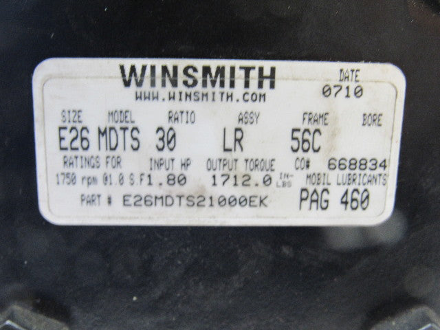 Winsmith E26MTDS21000EK MDTS 30:1 Ratio 1750RPM Input 1712 Torque Gear Reducer