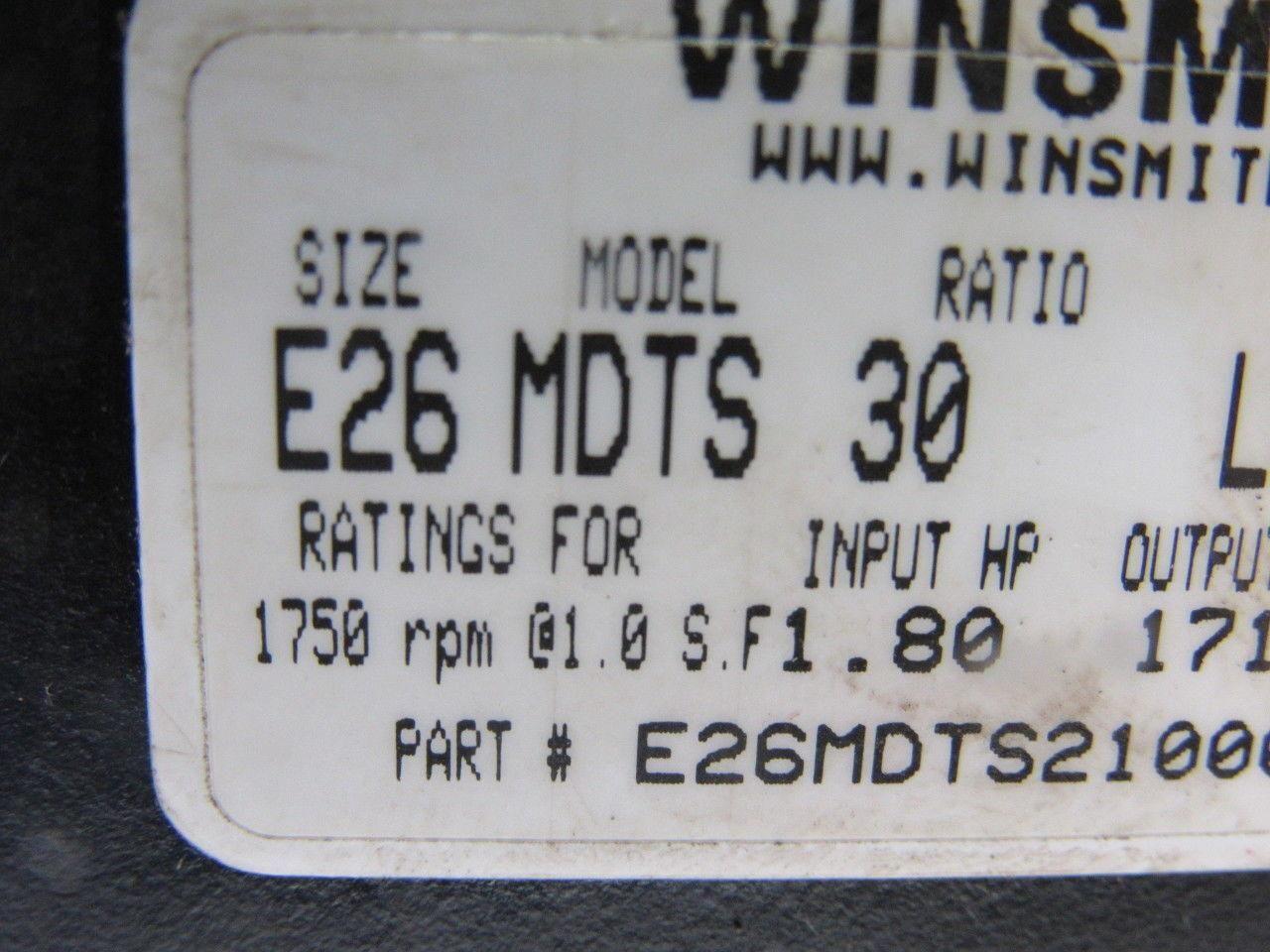Winsmith E26MTDS21000EK MDTS 30:1 Ratio 1750RPM Input 1712 Torque Gear Reducer