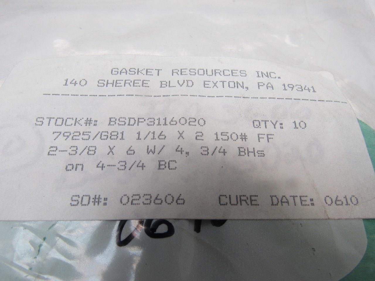 Durlon 7925/G81 150# FF 6" 4 Bolt Full Face Flange Ring Gasket Lot Of 10