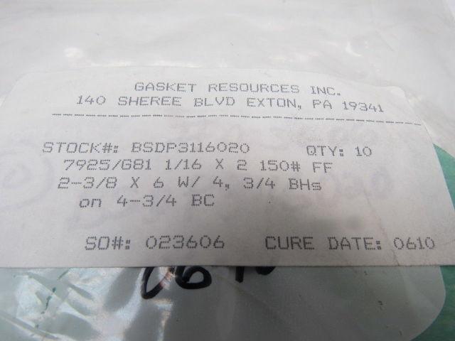 Durlon 7925/G81 150# FF 6" 4 Bolt Full Face Flange Ring Gasket Lot Of 10