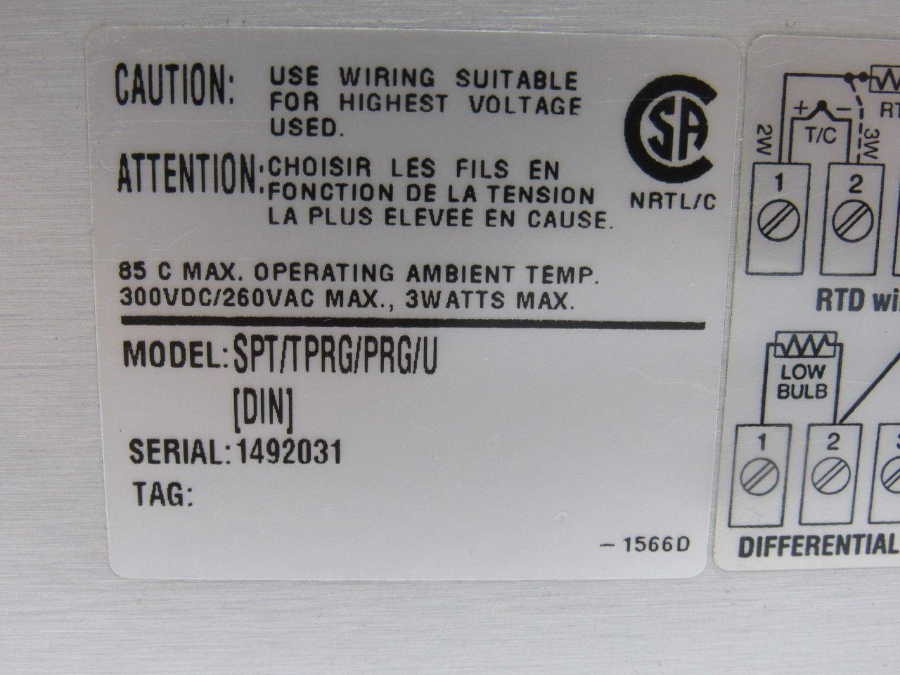 Moore Industries SPT/TPRG/PRG/U Programmable Temperature Transmitter 260V MAX