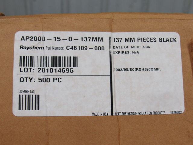 Raychem AP2000-15-0-137mm Long Heat Shrink Tubing 15mm ID 2:1 Ratio Lot Of 500