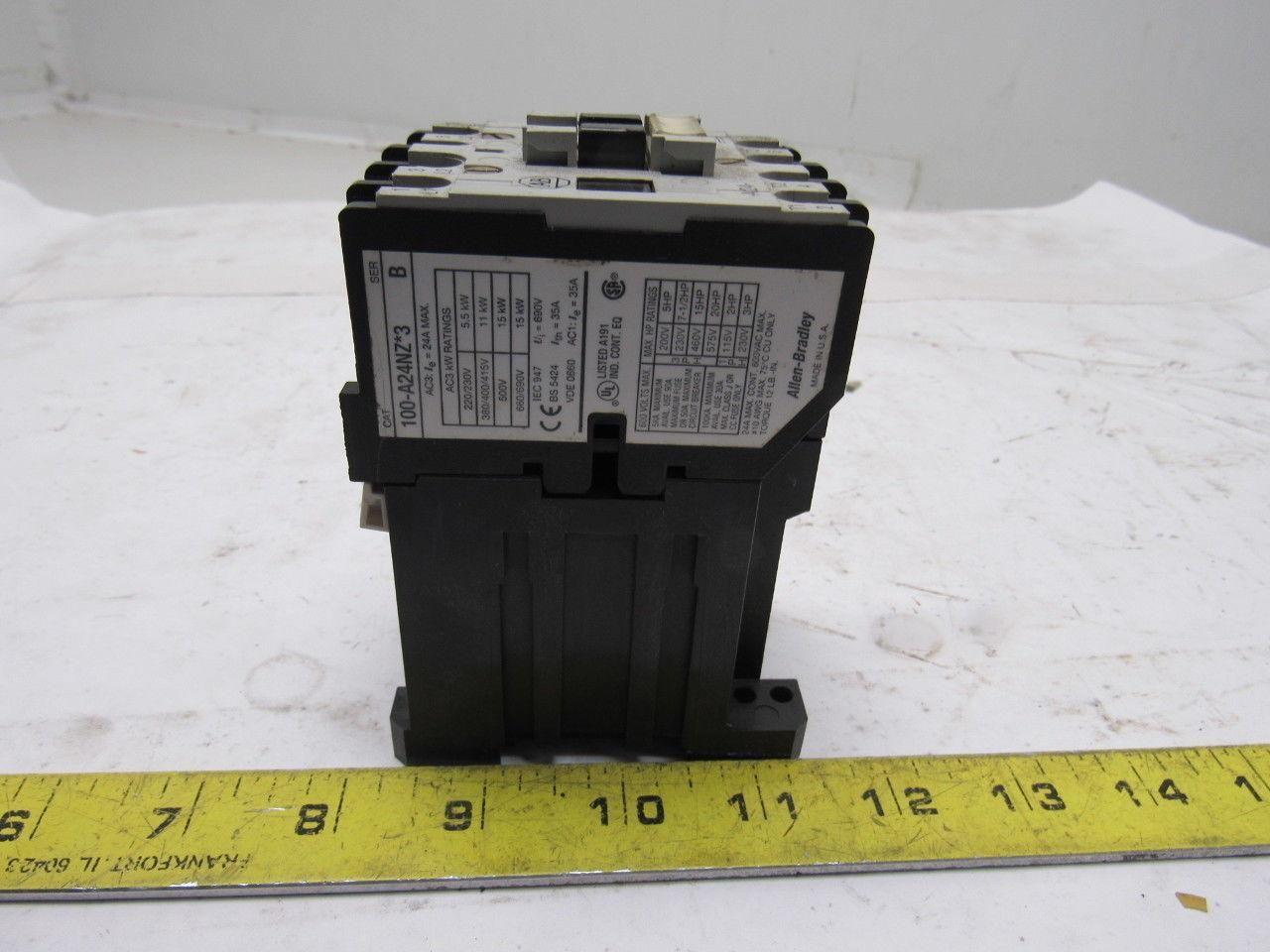 A-B Allen Bradley 100-A24NZ*3 Series B Contactor Starter 24VDC Coil