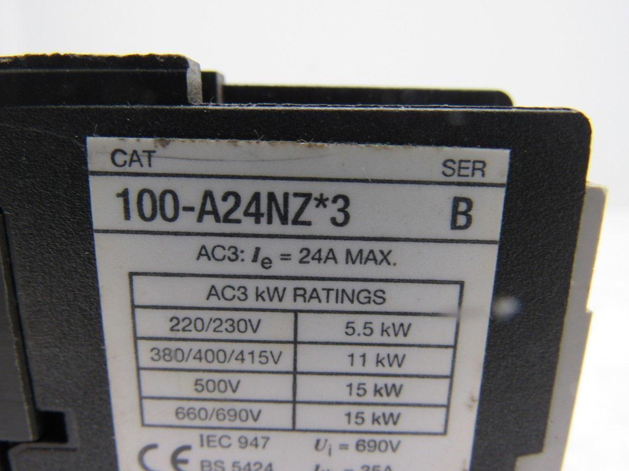 A-B Allen Bradley 100-A24NZ*3 Series B Contactor Starter 24VDC Coil