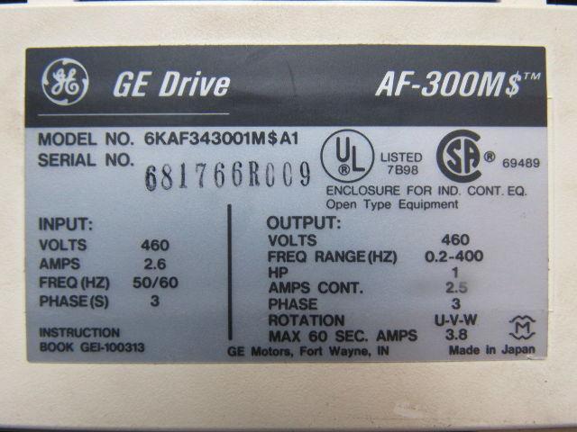 General Electric 6KAF343001M$A1 Micro-Saver AF-300M$ 1Hp AC Inverter Drive 460V