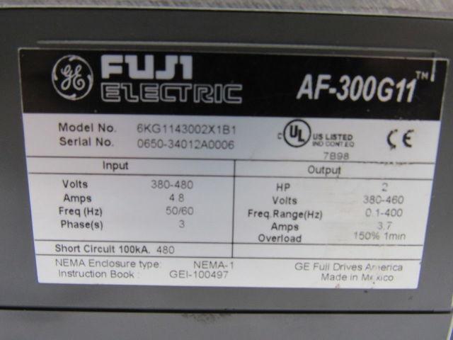 Ge Fuji 6KG1143002X1B1 2HP AC Drive AF-300G11 3PH 380/480 50/60Hz 4.8A