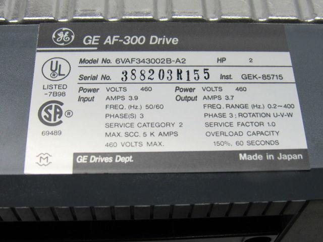 Ge Fuji 6VAF343002B-A2 AF-3001B 2hP AC Variable Frequency Drive 460V