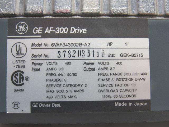Ge Fuji 6VAF343002B-A2 AF-3001B 2hP AC Variable Frequency Drive 460V Bad Fan