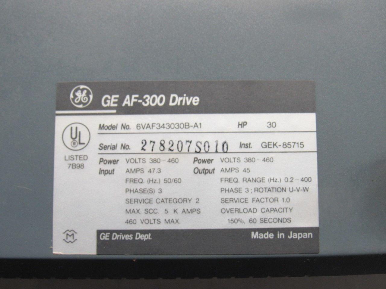 General Electric 6VAF3430308-A1 30Hp AC Drive 460V 3Ph Variable Frequency