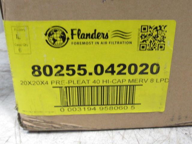 Flanders 80255.042020 20"x20"x4" MERV 8 LPC Hi Cap Pre-Pleat Air Filter Lot/12