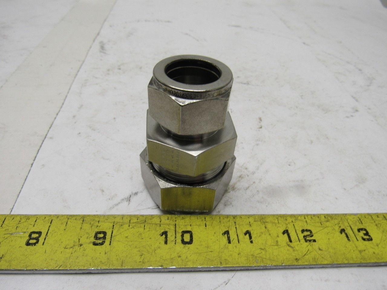 Parker 16RU12-316 A-Lok Reducing Union 1" to 3/4" Double Ferrule Tube Fitting