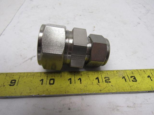 Parker 16RU12-316 A-Lok Reducing Union 1" to 3/4" Double Ferrule Tube Fitting