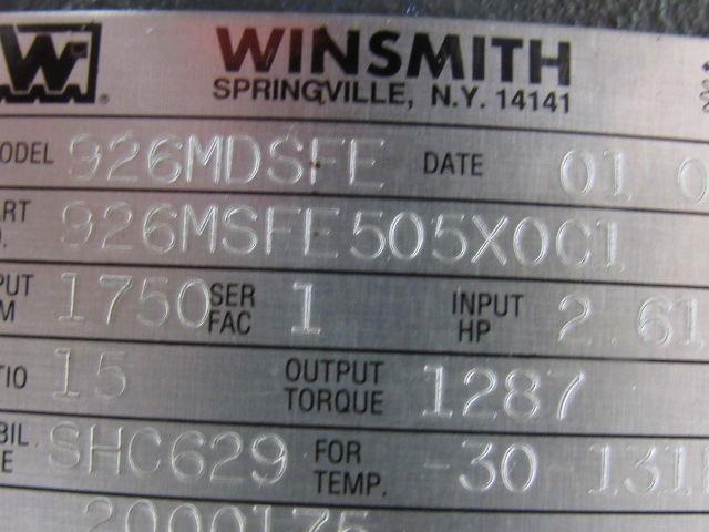 Winsmith 926MSFE505X0C1 Gear Box Speed Reducer 15:1 Ratio