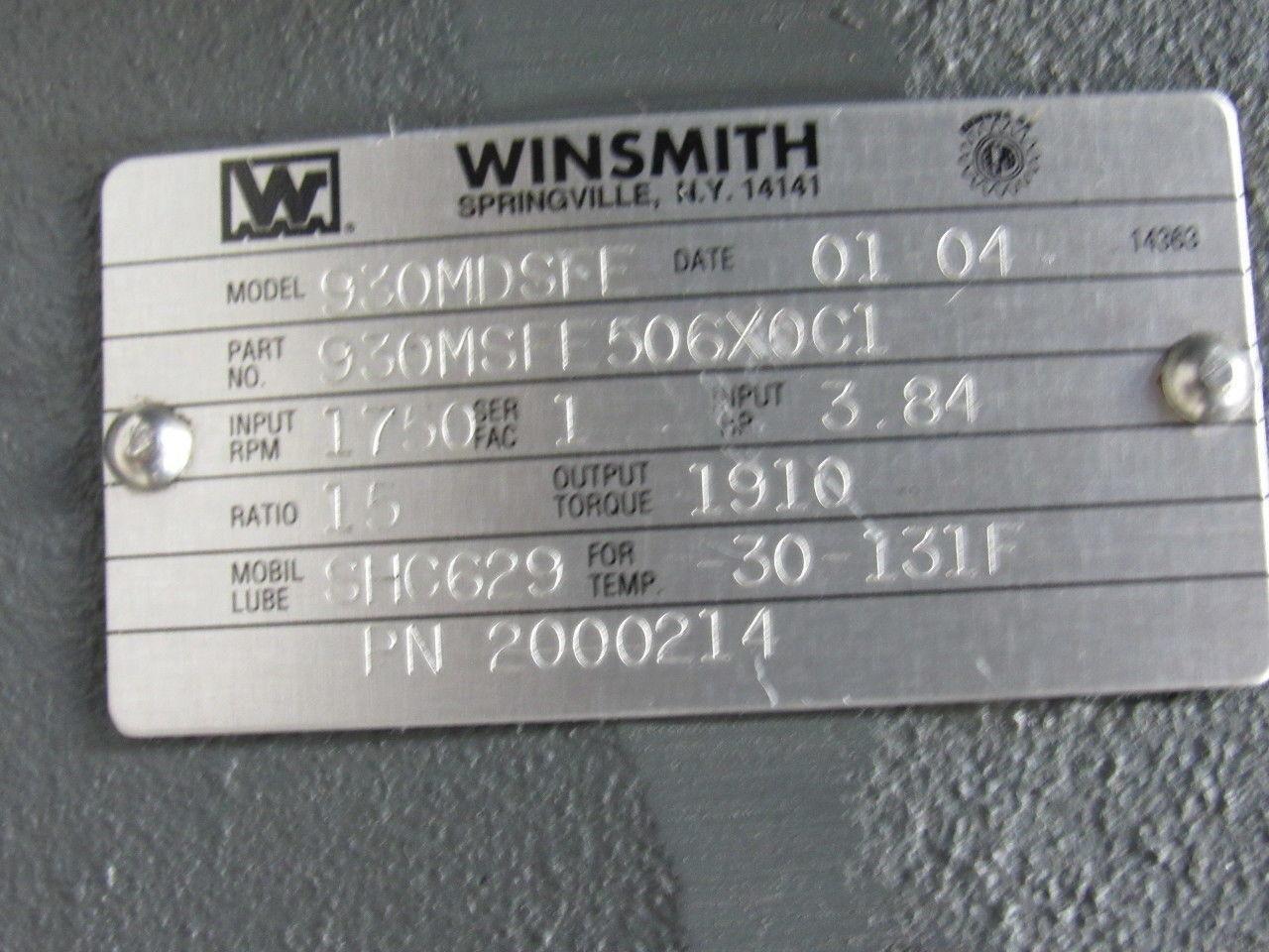 Winsmith 930MDSFE506X0C1 Gear Box Speed Reducer 15:1 Ratio