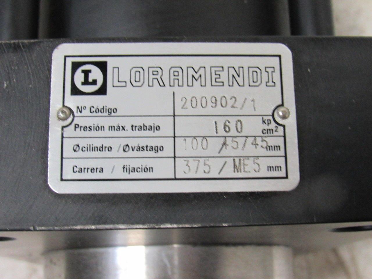 Loramendi 100mm Bore X 375mm Stroke Double End Hydraulic Cylinder