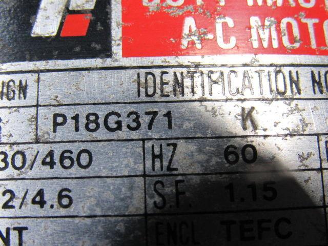 Reliance Electric P18G371K 3HP 3PH 230/460V 3505RPM Motor 182T