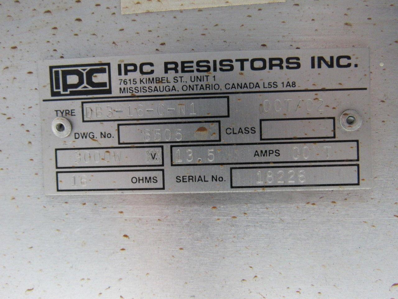 IPC DB3-16-C-N1 Dynamic Braking Resistor 16 Ohms 3000W 13.5A